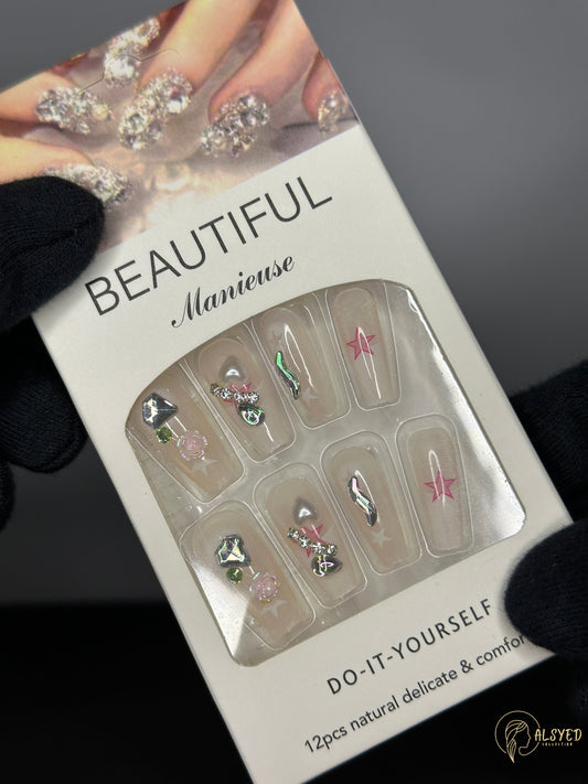 Cute & Colorful Nail Set – Pack of 12 - Stars And Diamonds