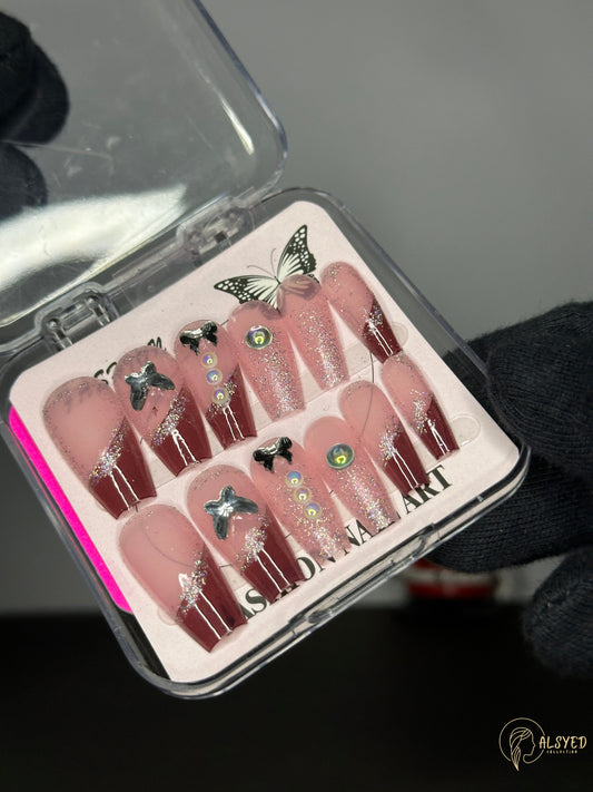 Cute & Colorful Nail Set – Pack of 12 - Butterfly - Custom Box