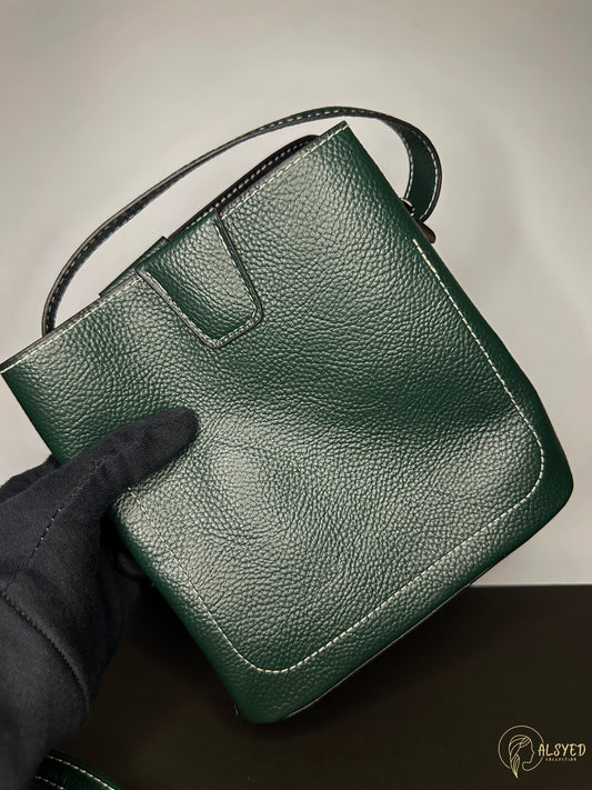 Olive Green Classic Flap Bag For Women | Al Syed Collection
