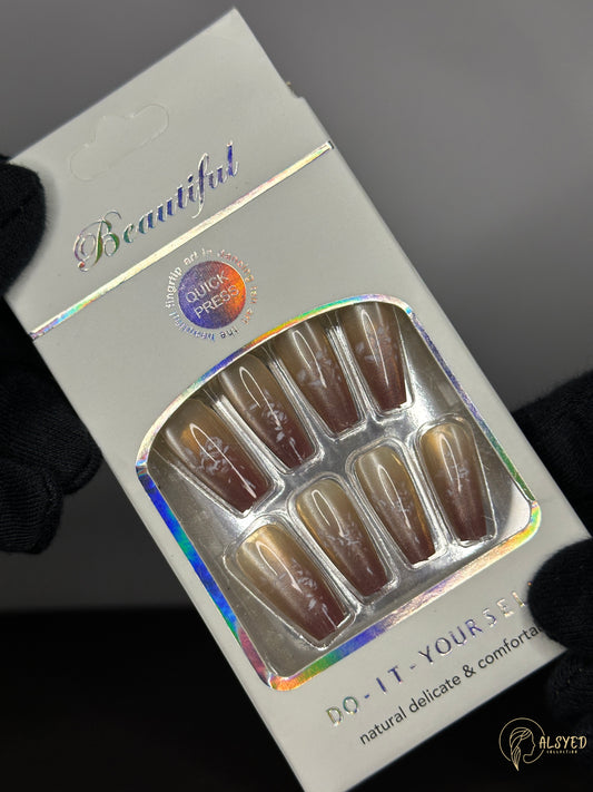 Cute & Colorful Nail Set – Pack of 24 - Golden