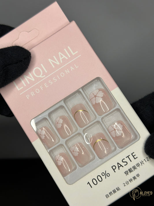 Cute & Colorful Nail Set – Pack of 12 - Pink Floral